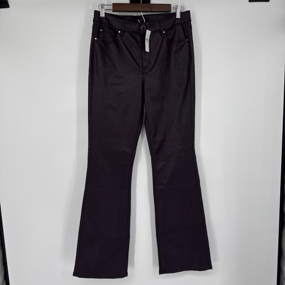 NWT Ann Taylor Boot Mid Rise Dress Pants Womens 8 Purple Bootcut Modal Stretch